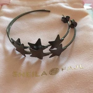 NEW SHEILA FAJL STAR HOOPS gunmetal